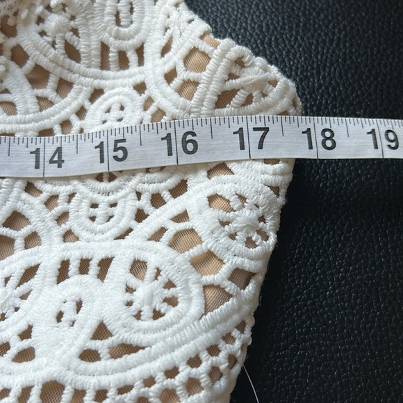 Monique Lhuillier x Anthropologie Yolande Lace Dress Ivory Scalloped Vneck 8 NEW - Picture 15 of 16